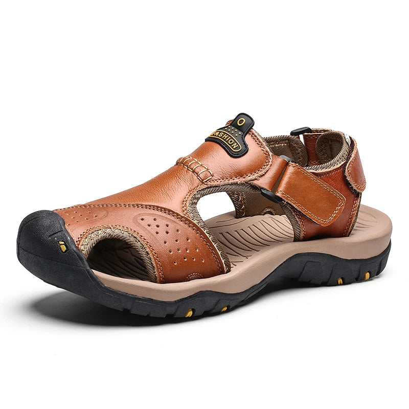 Nieuwe Heren Sandalen – Casual Outdoor Sandalen van Echt Leer met T-band voor Strand en Dagelijks Gebruik