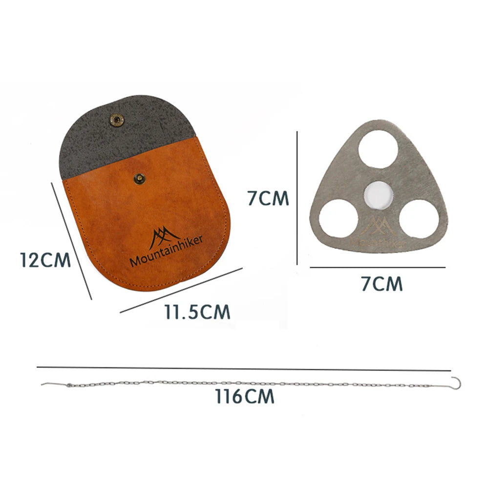 Camping Kettinghanger met Lederen Opbergzak - Driepoot Montageset voor Potten & Pannen - Verstelbare Kookketting voor Wandelen & Bushcraft