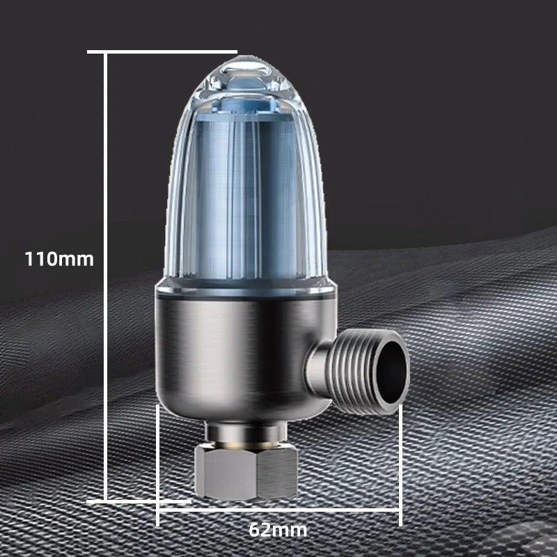 Edelstahl-Wasserfilter fürs Badezimmer – Wiederverwendbarer Messing-Vorfilter mit reinigbarem Filterelement