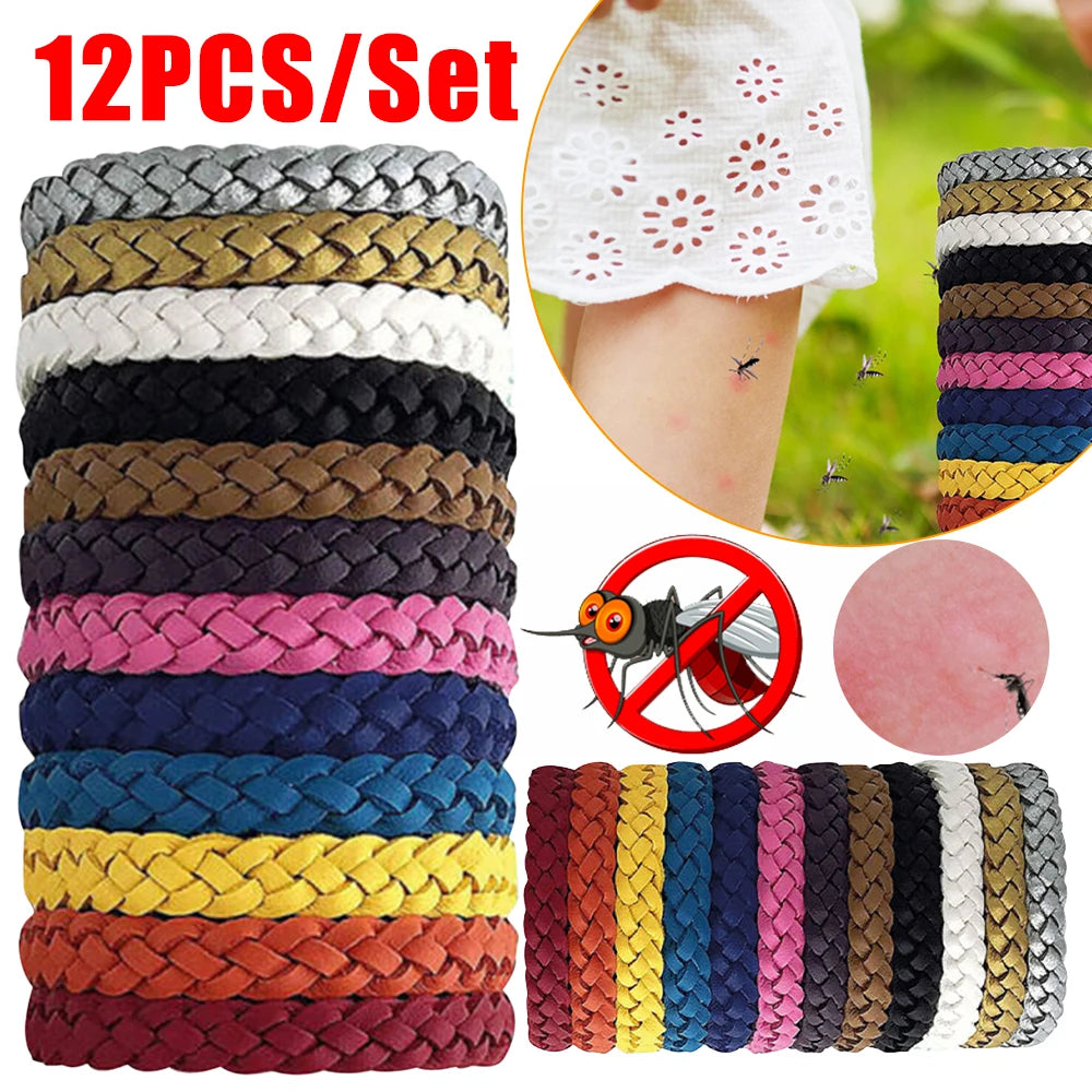 12 Stuks Mosquito Repellent Polsbanden, Herbruikbare Anti-Muggen Armbanden voor Volwassenen en Kinderen