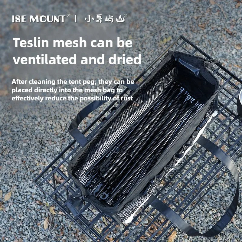 Outdoor Mesh Opbergtas voor Vloer | Draagbare Grotere Capaciteit Rubber Mesh Bag voor Sundries en Pegs