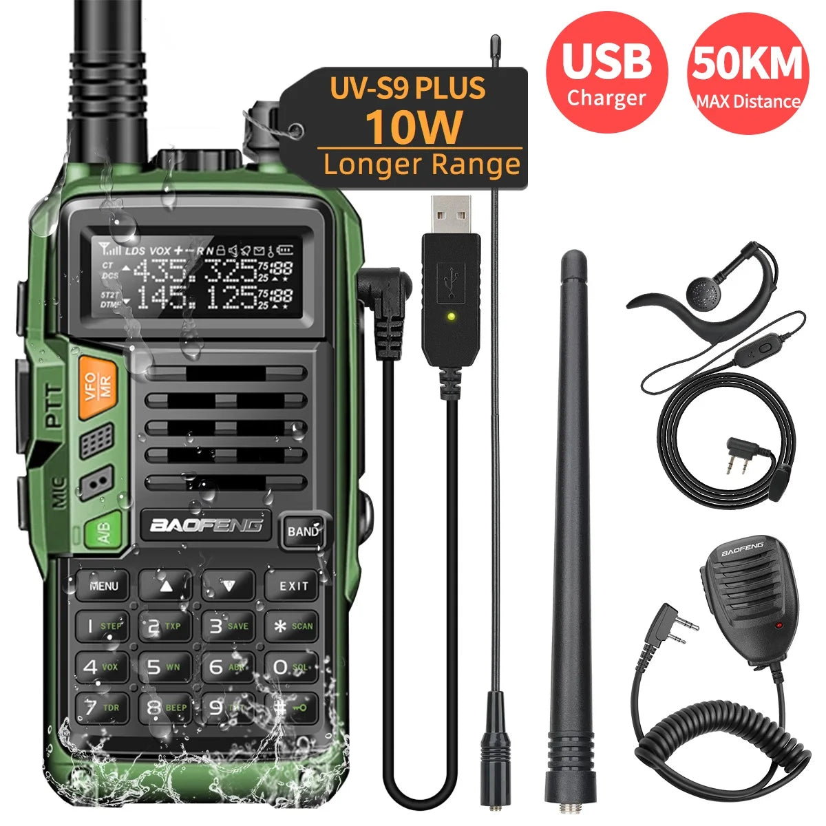 UV-S9 PLUS 10W Dual Band Walkie Talkie - Lange Afstand VHF UHF Handheld Radio voor Camping en Outdoor
