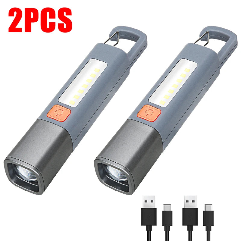 Superhelle LED-Taschenlampe XPE – Wiederaufladbare Campingleuchte mit Haken, Zoomfunktion und 3 Leuchtmodi