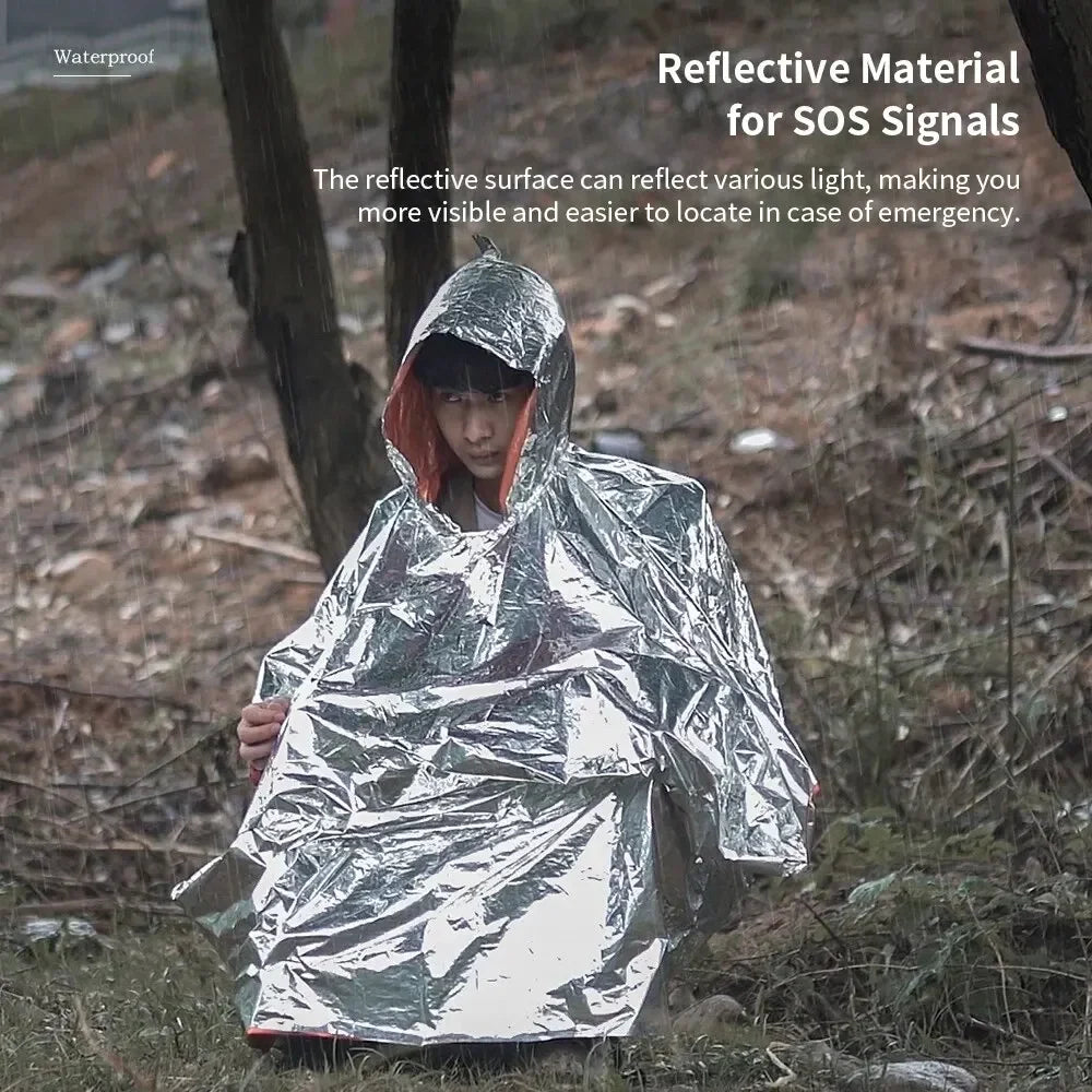 Multifunctionele Regenjas voor Buiten – Waterdichte Overlevingsjas, Reflecterende Kleding voor Camping & Noodsituaties