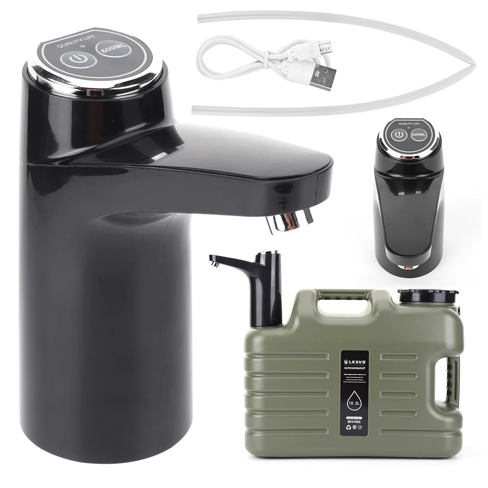 11L Outdoor Water Tank – Grote Capaciteit Camping Waterbak met Kraan en USB Oplaadbare Elektrische Waterpomp