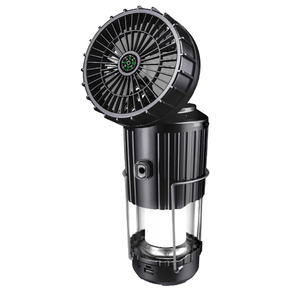 Solar Camping Lantaarn met Ventilator | USB Oplaadbaar | Waterbestendig