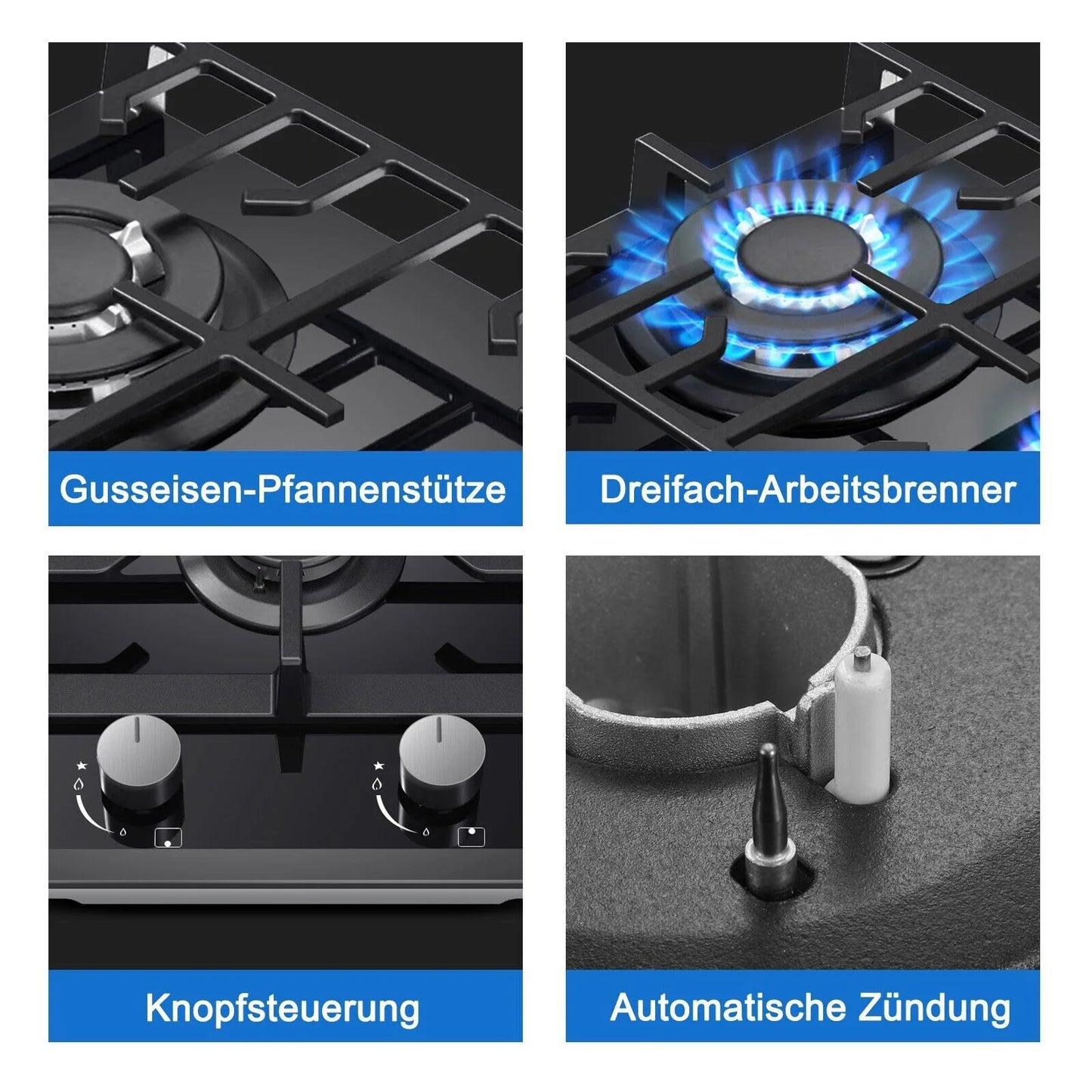 2-Pits Inbouwkookplaat – Keramisch Glas – Aardgas & Propaan – Elektronische Ontsteking