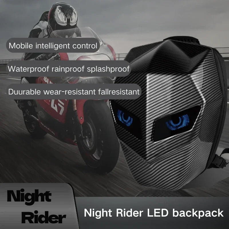 LED-Hartschalenrucksack – wasserdichter Motorrad-, Fahrrad- und Laptop-Rucksack für Reisen und geschäftliche Nutzung