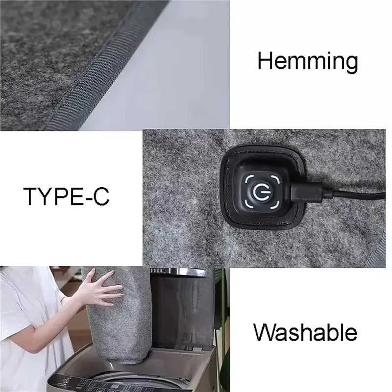 USB Elektrische Deken – Verwarmd Matje met Drie Temperatuurstanden, Zachte en Veilige Verwarmingsmat voor Camping en Outdoor