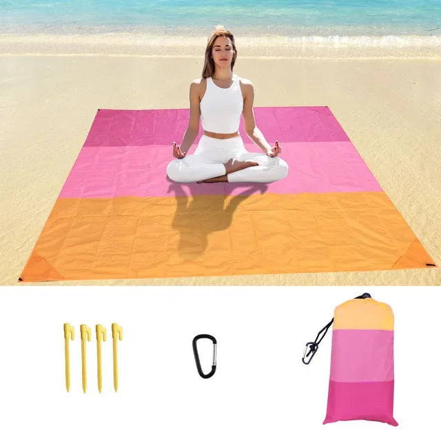 Oversized Beach Towel Mat, Sand-Free en Waterdichte Strandmat, Winddichte Picnic Deken met 4 Haringen voor Buiten en Kamperen