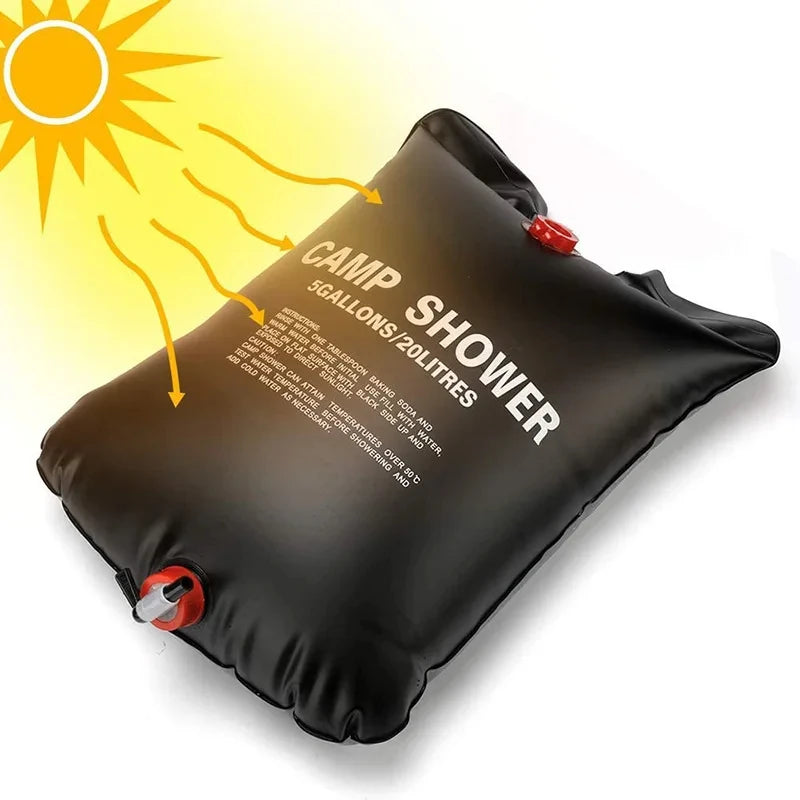 20L/40L Vouwbare Solar Douchetas voor Buiten, Camping, Hiking & Reizen – Verwarmd Water, Compact & Duurzaam