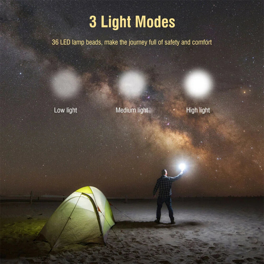 36LED Campinglamp - Multifunctionele Solar Noodverlichting met Handkruk, Zaklamp & Powerbank - Waterdicht & Compact
