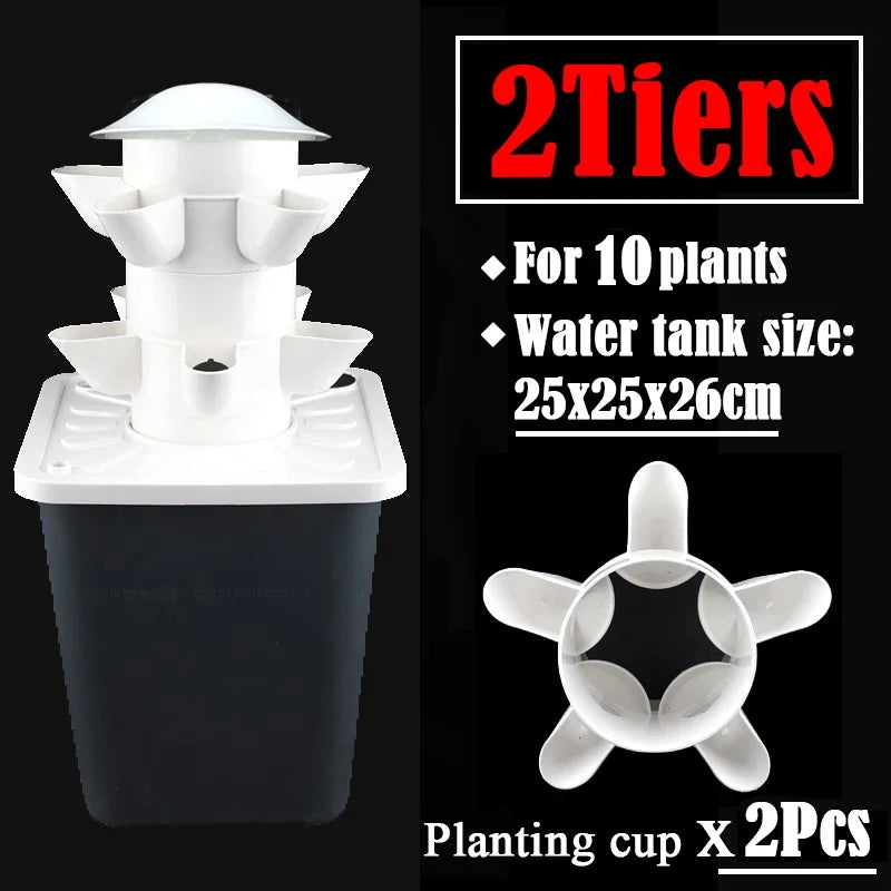 DIY Vertical Tower Planters - 5 Holes, Detachable PP Colonization Cups, Indoor Hydroponic Growing System