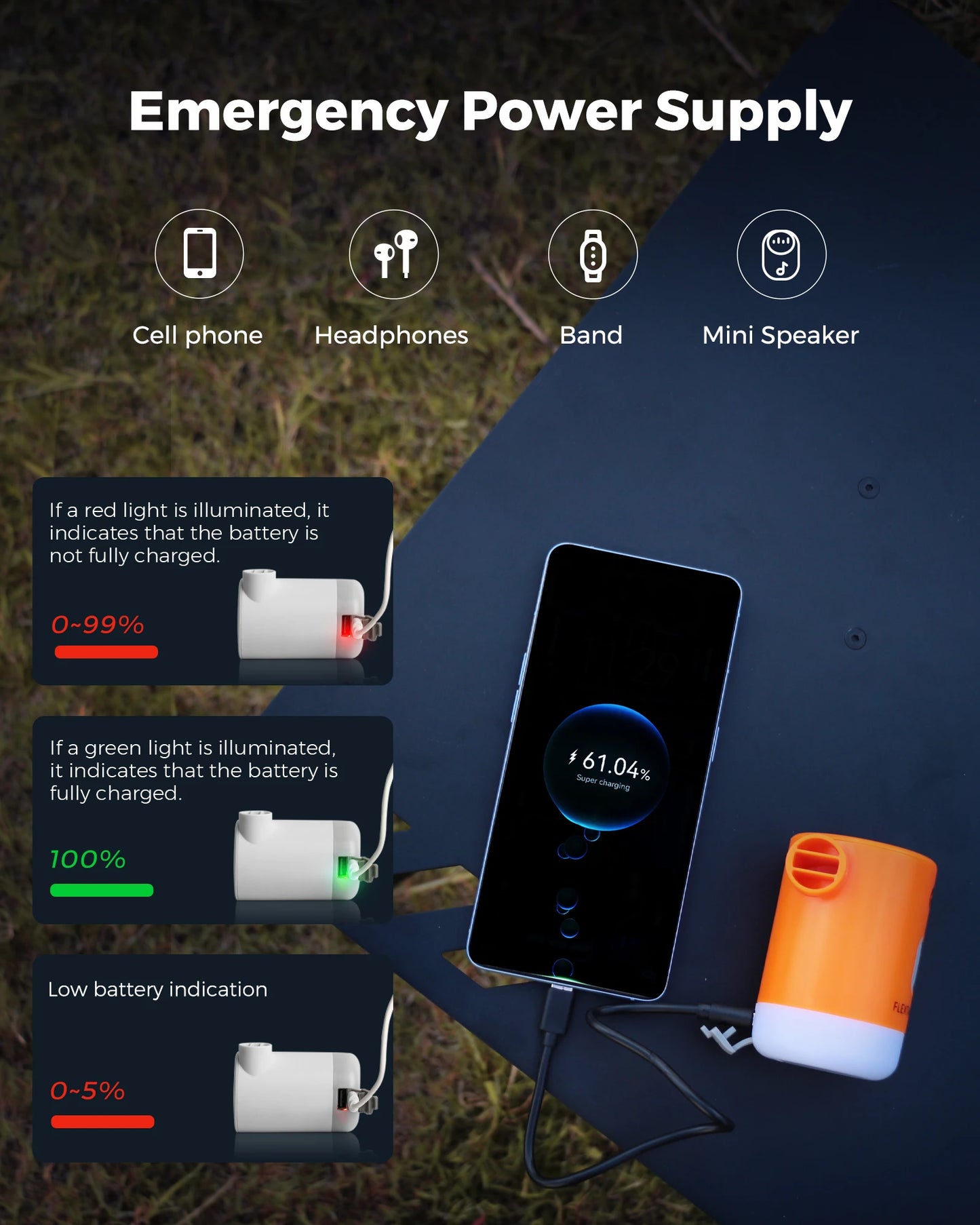 MAX PUMP 2 PRO | Draagbare Elektrische Luchtpomp met Campinglamp en Noodstroomvoorziening voor Outdoor