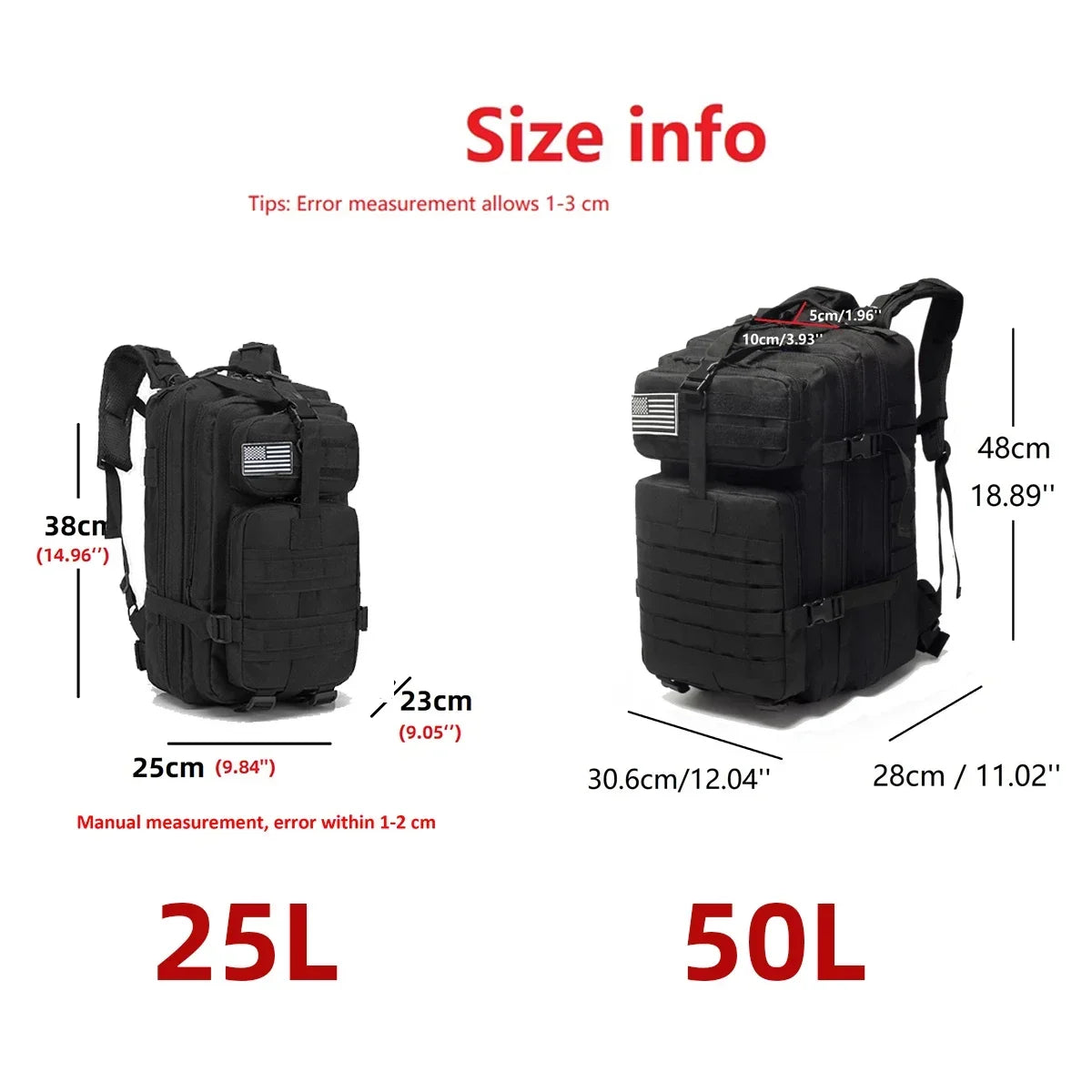 Waterdichte Tactische Rugzak 25L/50L โ 1000D Nylon Outdoor Backpack met Molle voor Hiking, Jacht & Kamperen