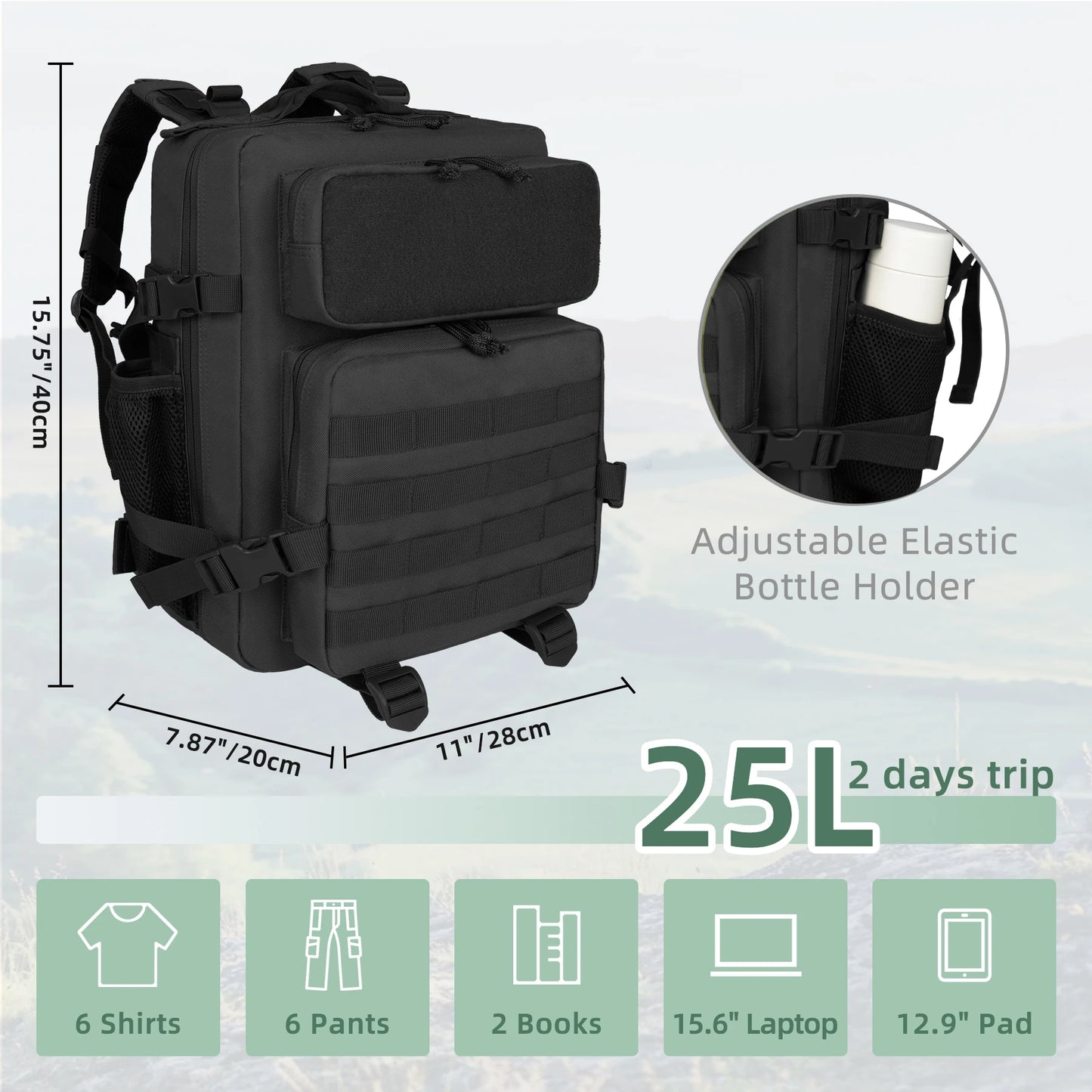 Tactische Rugzak 25L – Outdoor Unisex Legerrugzak met Molle-Systeem voor Hiking, Camping & Klimmen