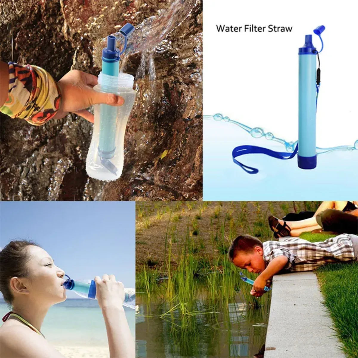 Draagbare Outdoor Waterzuiveringsrietje - Noodfilter voor Kamperen, Wandelen en Survival