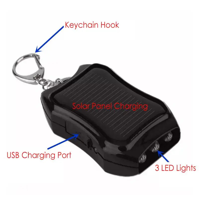 Mini Sleutelhanger LED Zaklamp - Solar Powerbank 1500mAh met Karabijnhaak voor Outdoor Survival en Noodverlichting