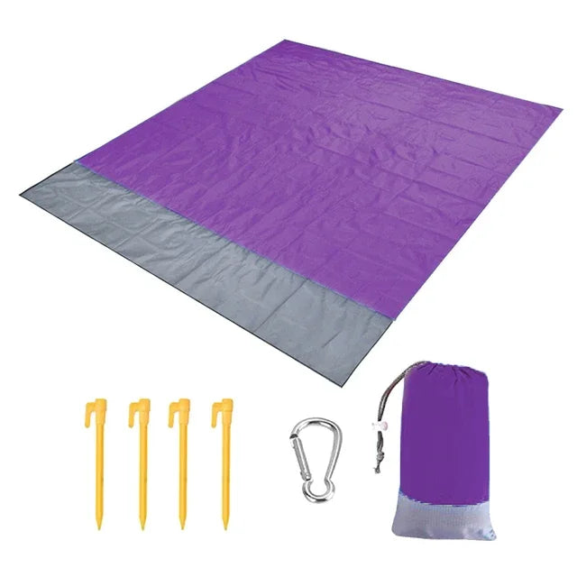 Oversized Beach Towel Mat, Sand-Free en Waterdichte Strandmat, Winddichte Picnic Deken met 4 Haringen voor Buiten en Kamperen