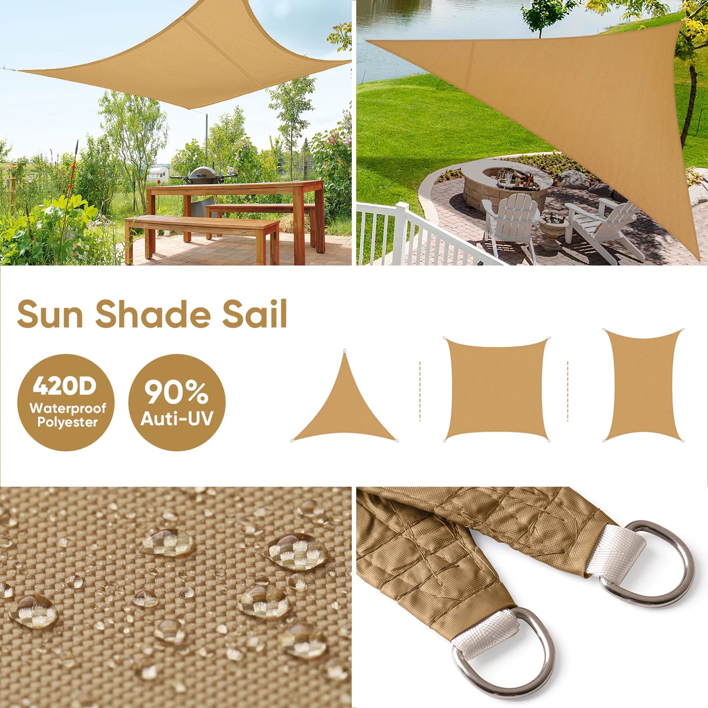 Waterdicht Schaduwdoek – Zonnescherm voor Tuin, Camping & Terras