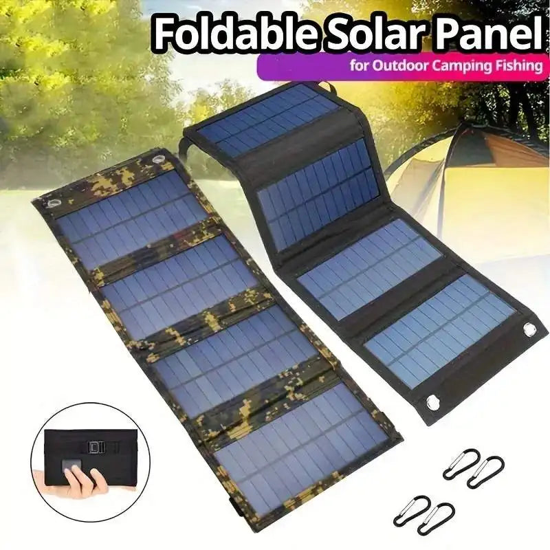 Draagbare USB Vouwbare Zonnepaneel - Vouwbare Zonnepanelen voor Reizen, Opladen van Mobiele Telefoon, Zaklamp en Ventilator