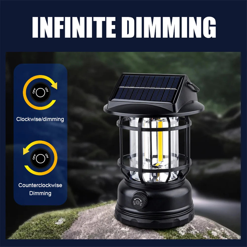 Vintage Camping Lantaarn | Zonne-energie | Dimbare Retro Hanglamp