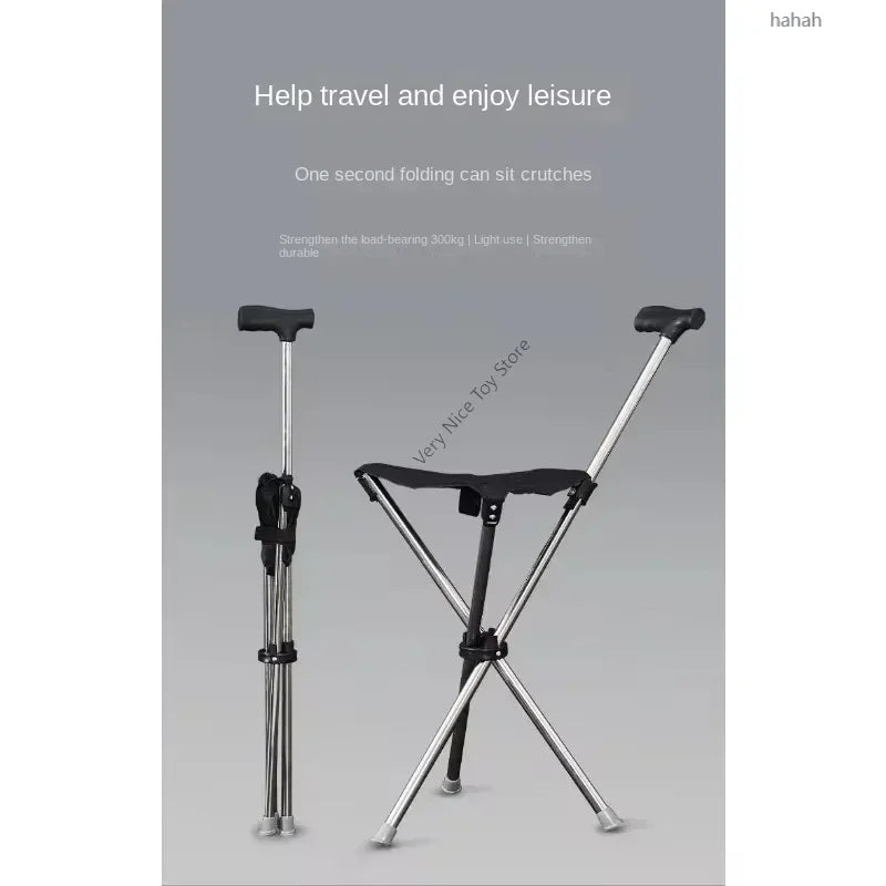 Multifunctionele Trekking Stokken met Vouwbare Zitstoel, Verstelbare Wandelstok voor Wandelen, Hiking en Ondersteuning, Inclusief Stoelpads