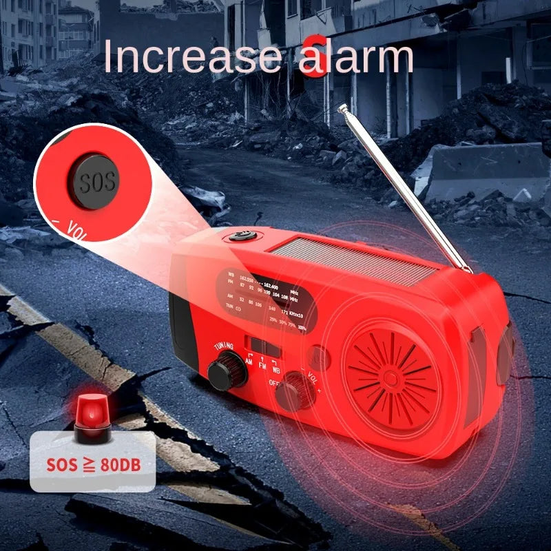 Handkurbel- und Solar-Wetterradio – 2000 mAh AM/FM/NOAA-Notfallradio mit Powerbank und Taschenlampe