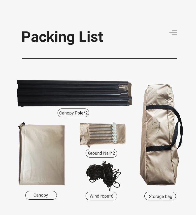 Camping Tarp – Zonnescherm & Regenbescherming voor 2-12 Personen
