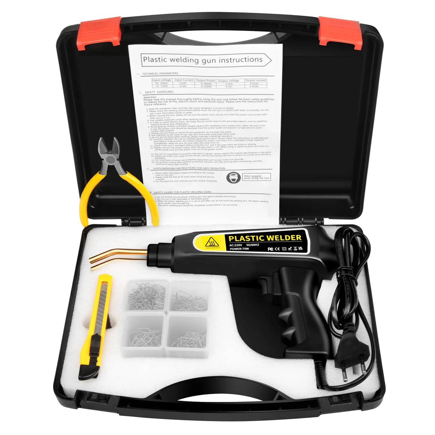 70W Kunststof Lasapparaat – Bumper Reparatie Set, Warmtelaminator, 400x Reparatienagels, EU Plug