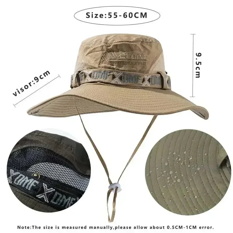 Zomer Bucket Hat voor Heren – UV-beschermende Outdoor Hoed met Brede Rand voor Hiking, Vissen & Strand