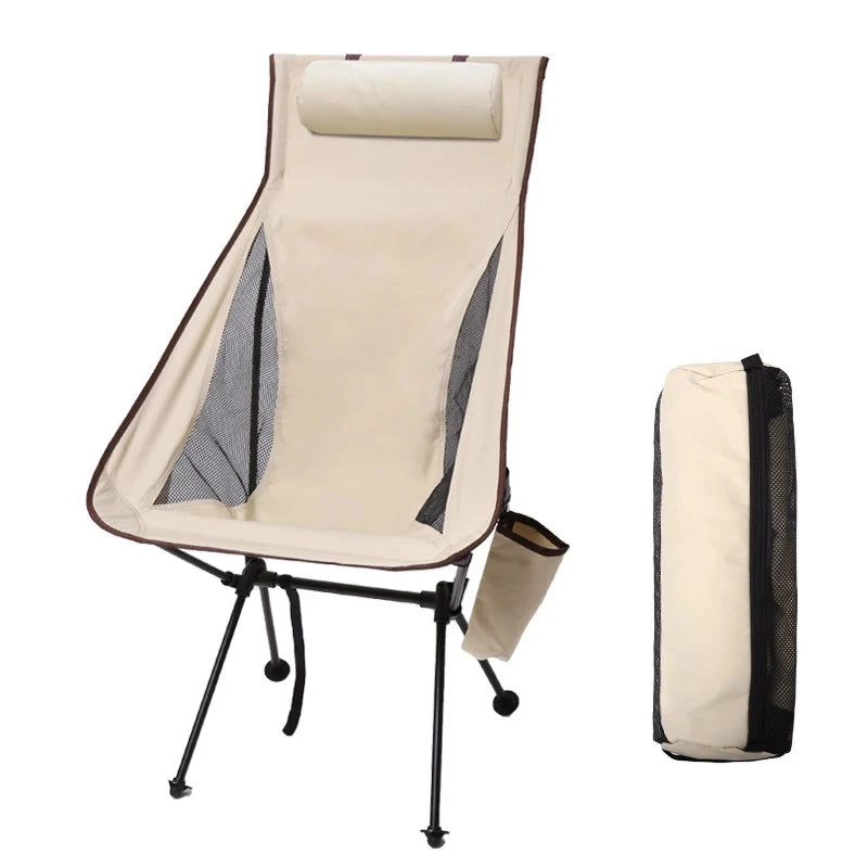 Draagbare Vouwbare Campingstoel met Hoofdsteun | Lichtgewicht Aluminium Stoel voor Outdoor, Visserij en Toerisme