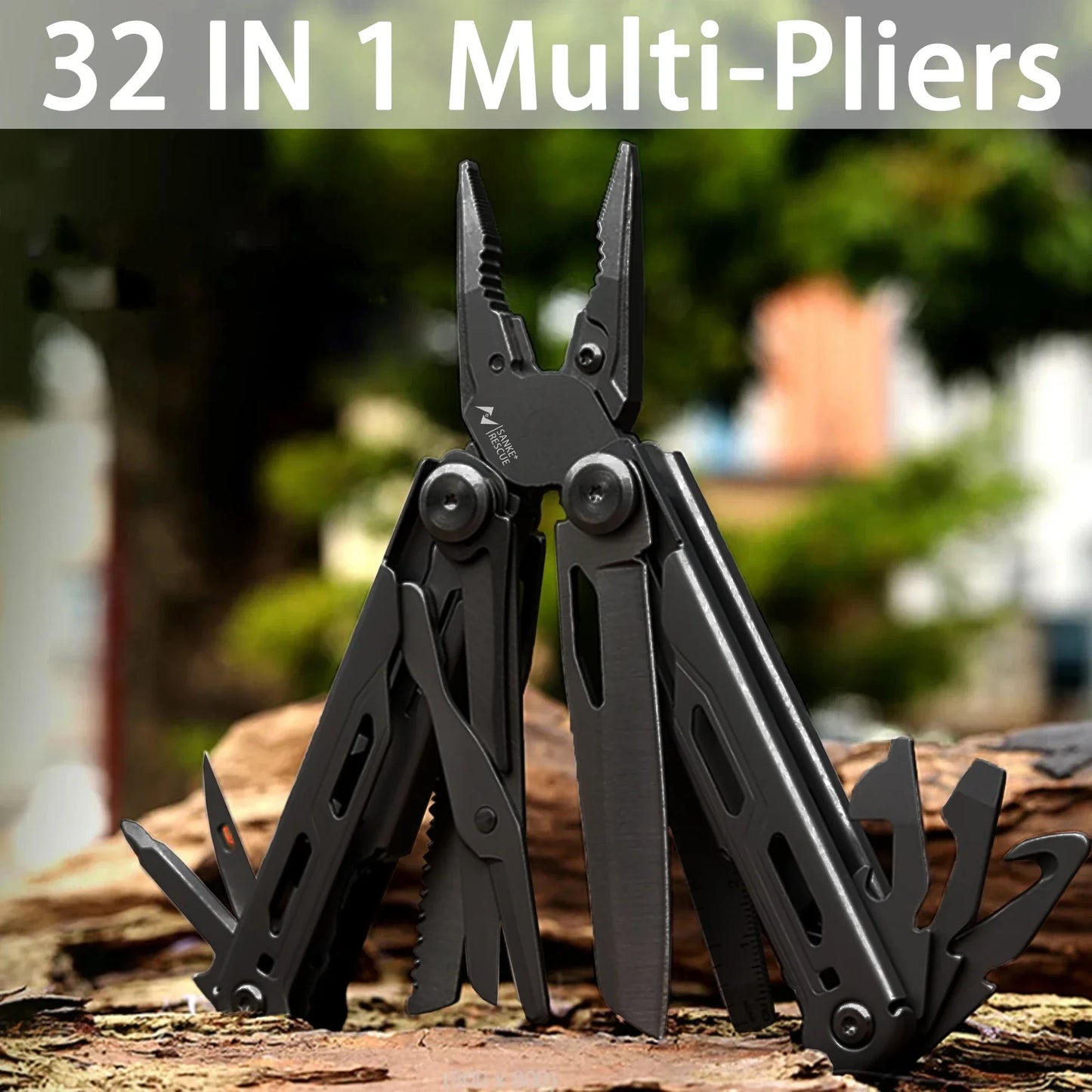 30-in-1-Camping-Multitool – faltbare Zange mit Abisolierzange, Mini-Taschenformat, inklusive Messer, Werkzeug und Nylon-Aufbewahrungstasche