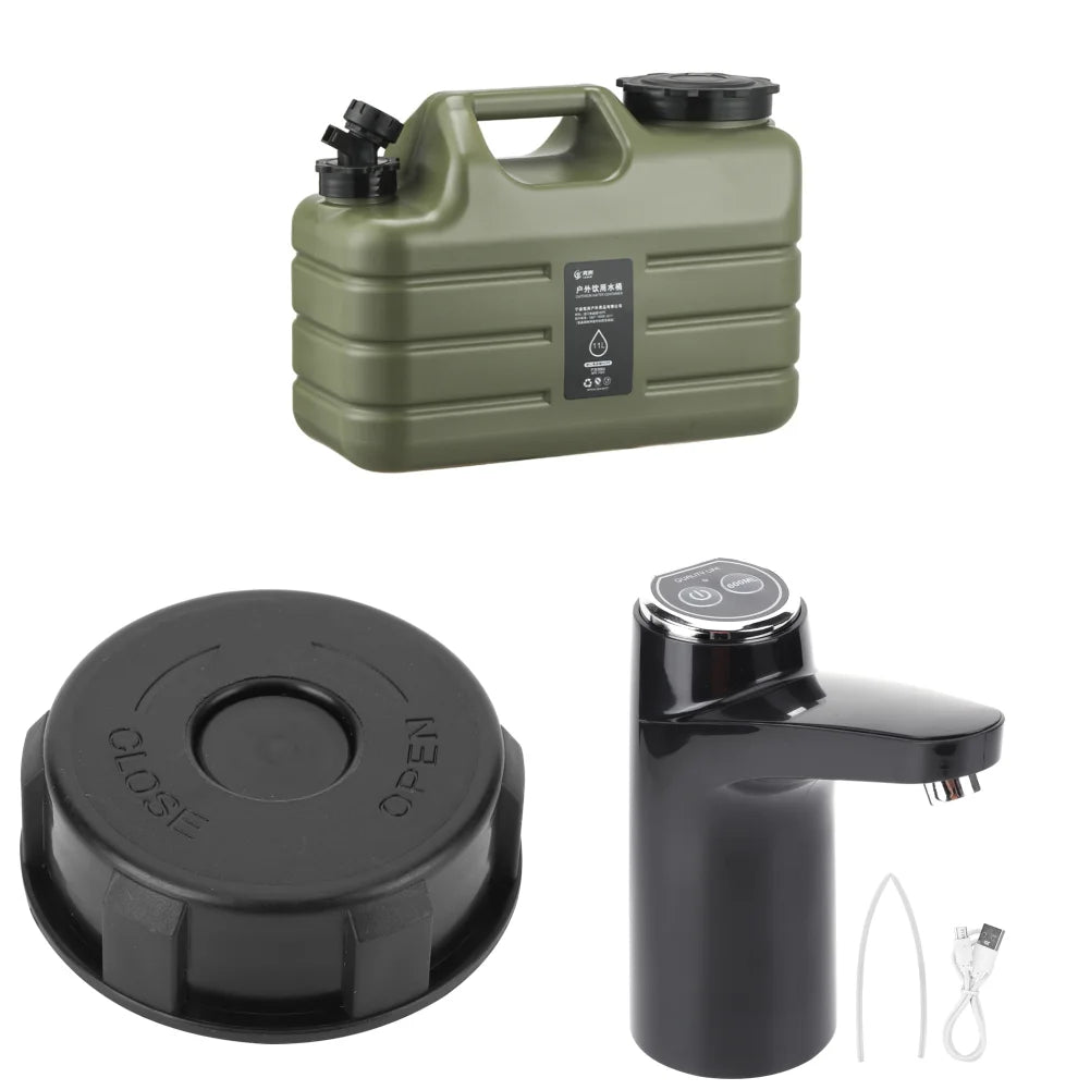 11L Outdoor Water Tank – Grote Capaciteit Camping Waterbak met Kraan en USB Oplaadbare Elektrische Waterpomp