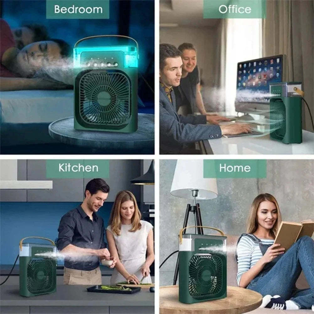 Draagbare Elektrische Ventilator met Bevochtiger – USB Mistventilator met Handvat
