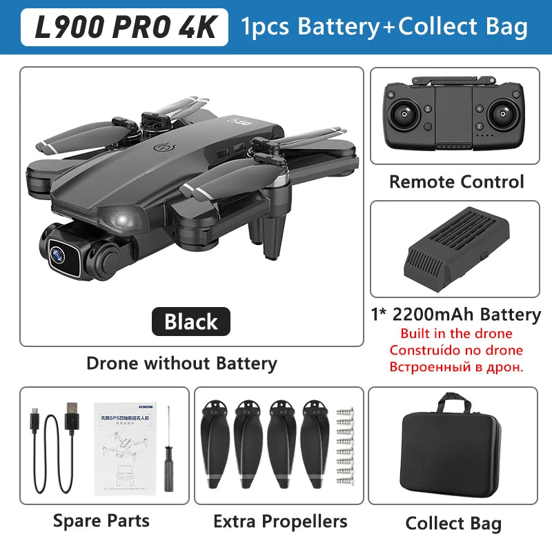 L900 PRO GPS-Drohne – 4K-Doppelkamera | 5G WLAN FPV | Faltbarer Quadrocopter mit bürstenlosem Motor