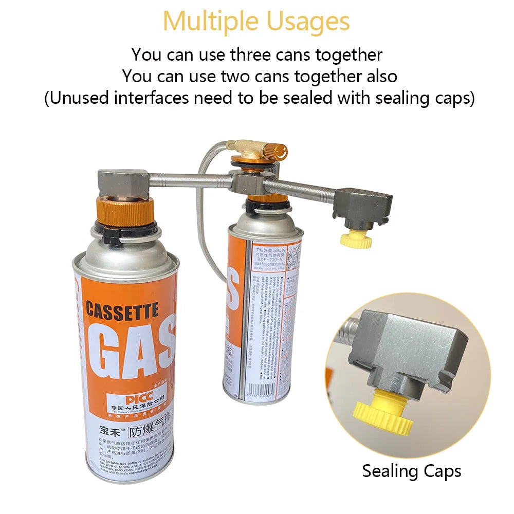 3-in-1 Butan Adapter – Gasverteilerkopf für Camping und Outdoor-Aktivitäten