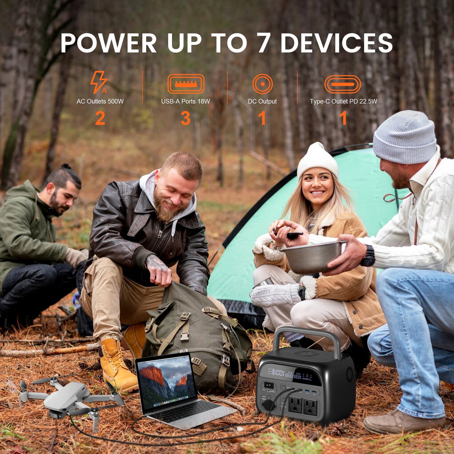 200W Draagbare Power Station – 60000mAh LiFePO4 Batterij | 192Wh Solar Generator voor Camping & Outdoor