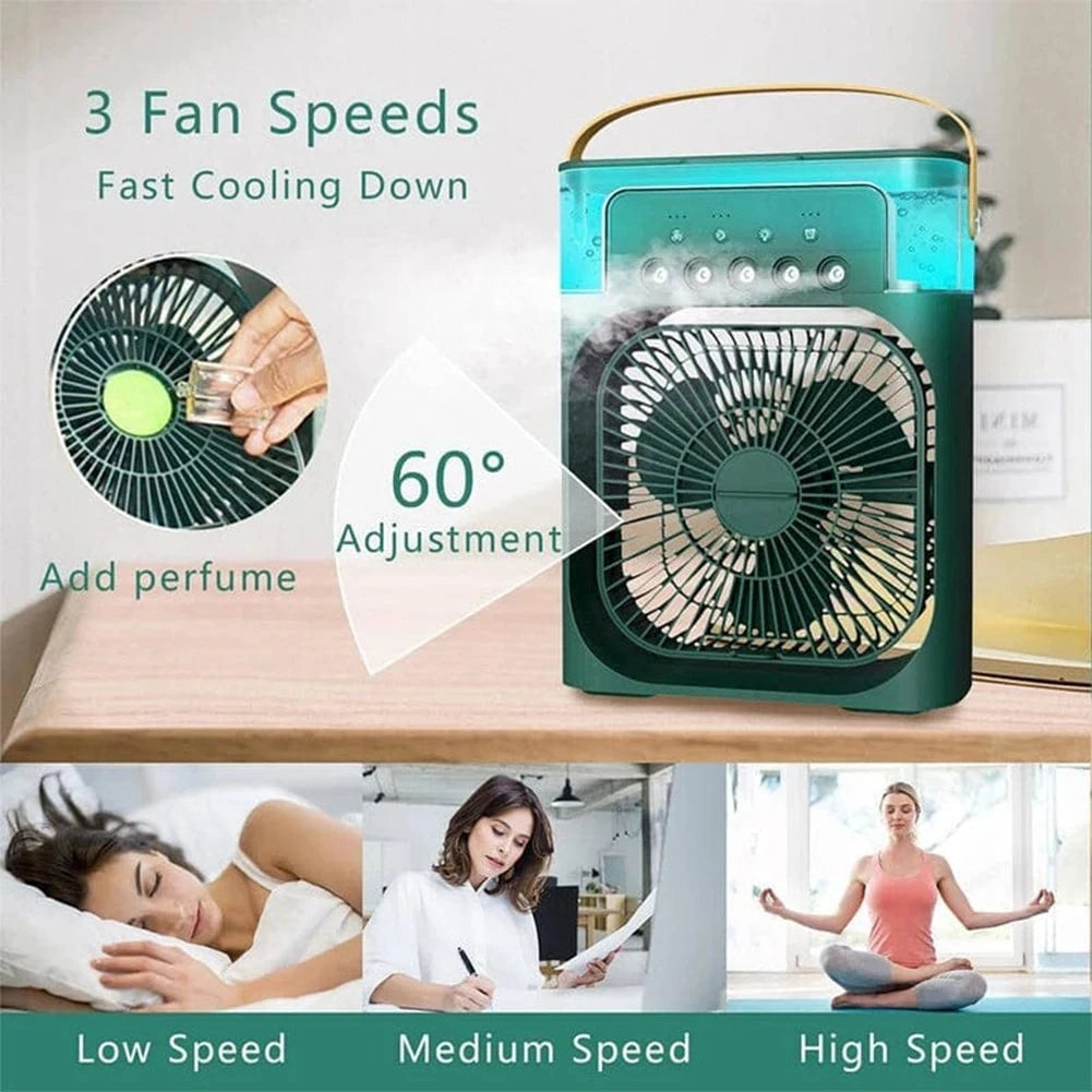 Draagbare Elektrische Ventilator met Bevochtiger – USB Mistventilator met Handvat
