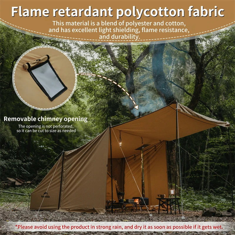 Naturehike TC Cotton Militärzelt – 4-Jahreszeiten-Campingzelt mit Kaminöffnung für Survival und Bushcraft