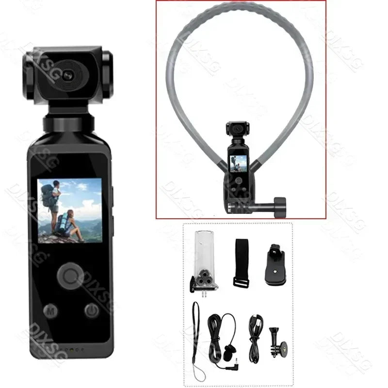4K Ultra HD Pocket Action Camera - 270° Rotatable Vlog Wifi Mini Sports Camera with Waterproof Housing