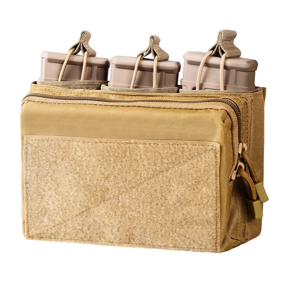Tactical Triple Magazine Pouch – 5.56mm & 7.62mm Open Top MOLLE Pouch for Airsoft and Hunting