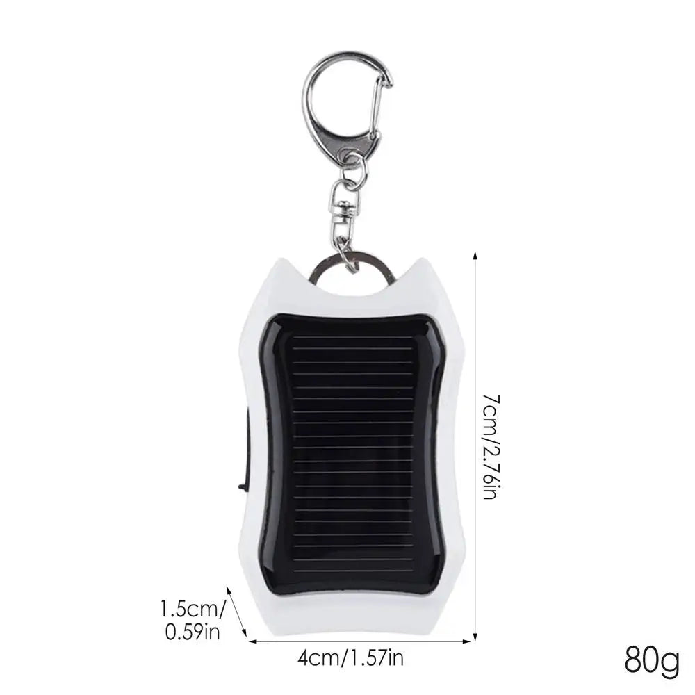 Mini Sleutelhanger LED Zaklamp - Solar Powerbank 1500mAh met Karabijnhaak voor Outdoor Survival en Noodverlichting