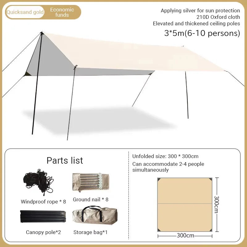 Camping Tarp – Zonnescherm & Regenbescherming voor 2-12 Personen