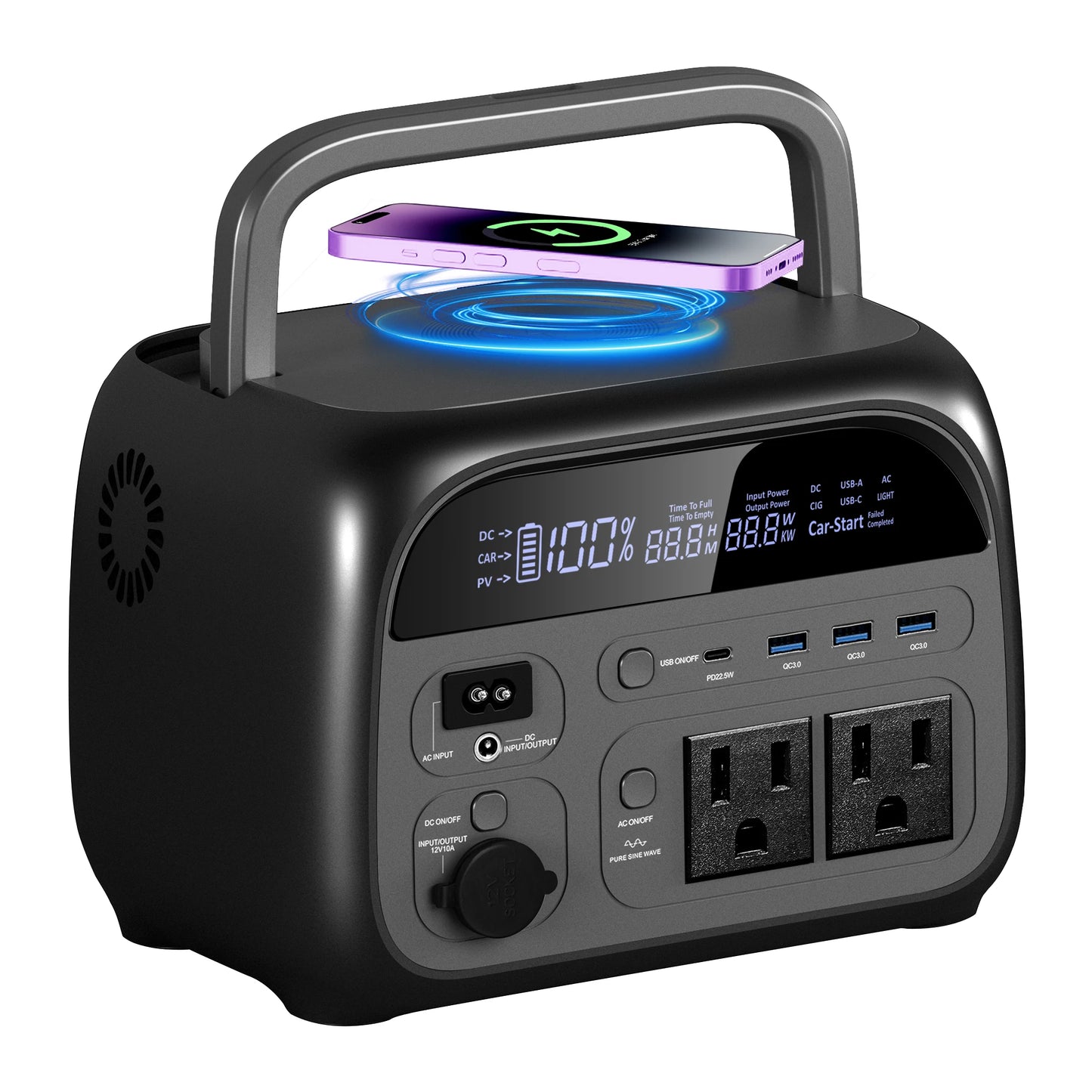 200W Draagbare Power Station – 60000mAh LiFePO4 Batterij | 192Wh Solar Generator voor Camping & Outdoor