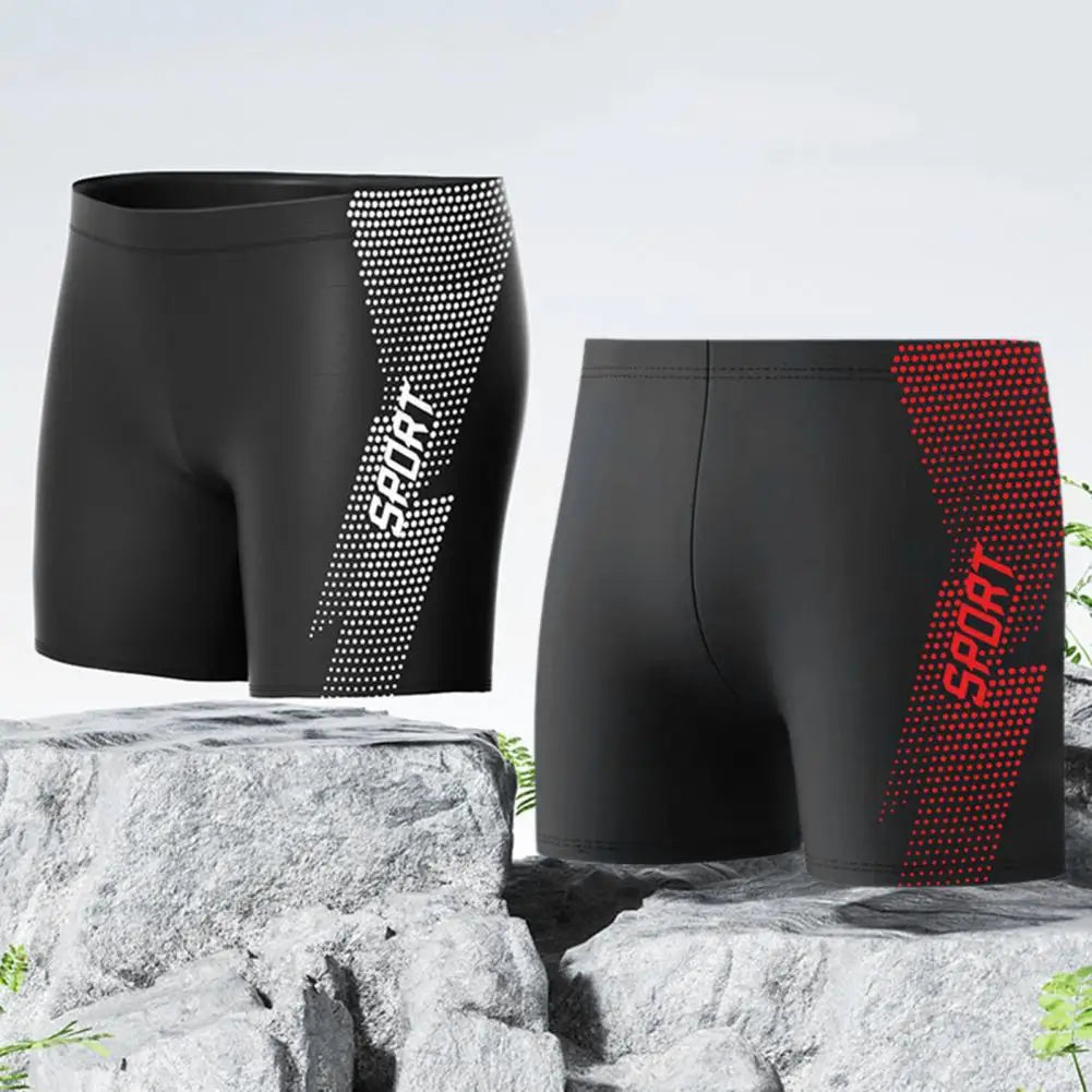 Sneldrogende Zwembroek voor Mannen - Hoge Taille Zwemshorts met Slim Fit en Gedrukt Ontwerp voor Zomer Strand