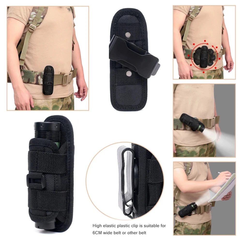 Tactische Zaklamp Pouch – Duurzame Holster voor Jacht en Survival Kits – 360 Graden Draaibare Zaklamp Houder