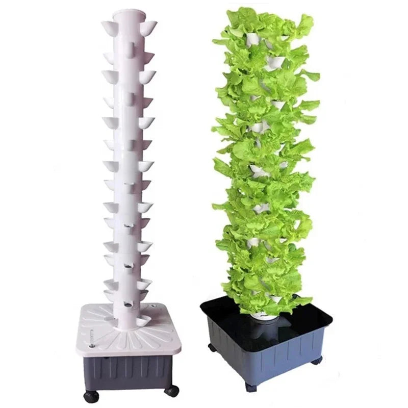DIY Vertical Tower Planters - 5 Holes, Detachable PP Colonization Cups, Indoor Hydroponic Growing System