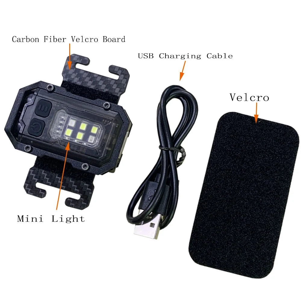 Taktische Taschenlampe EDC – wiederaufladbare Mini-USB-Sicherheitslampe mit Haken- und Schlaufenplatte für Rucksack, Helm oder Weste