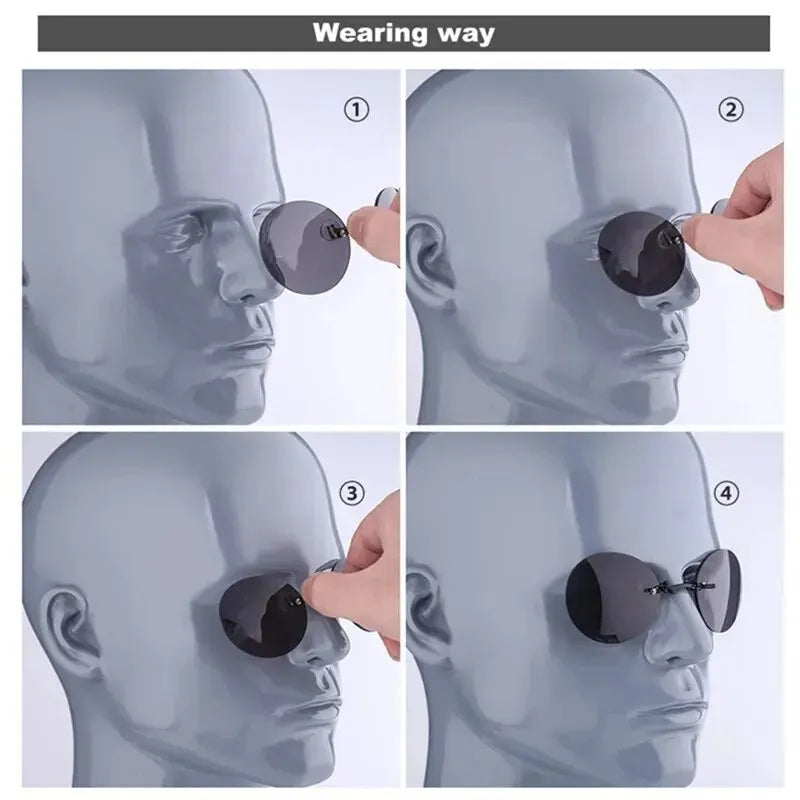 Clip-On Neuszonnebril - Rond Rimless Matrix Morpheus Zonnebril voor Mannen, Mini Frameless Vintage Stijl met UV400 Bescherming